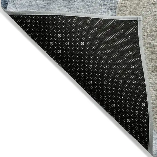 Sky Blue Brown And Beige Geometric Washable Indoor Outdoor Area Rug Photo 3