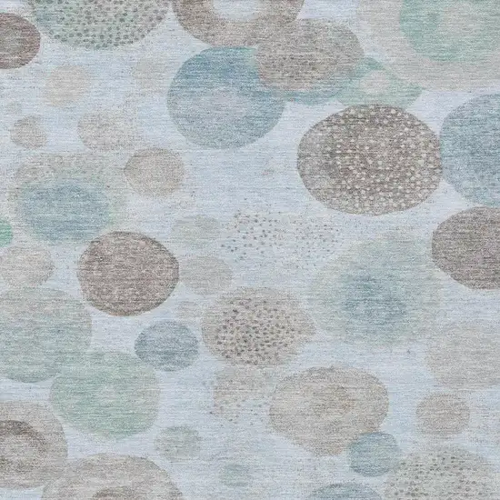 Sky Blue Brown And Beige Geometric Washable Indoor Outdoor Area Rug Photo 3