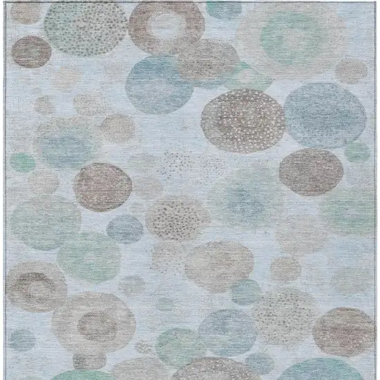 Sky Blue Brown And Beige Geometric Washable Indoor Outdoor Area Rug Photo 4