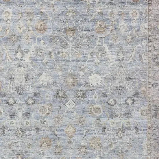Sky Blue Brown And Ivory Oriental Washable Indoor Outdoor Area Rug Photo 3