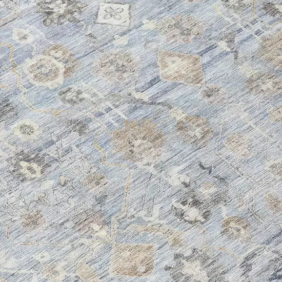 Sky Blue Brown And Ivory Oriental Washable Indoor Outdoor Area Rug Photo 7