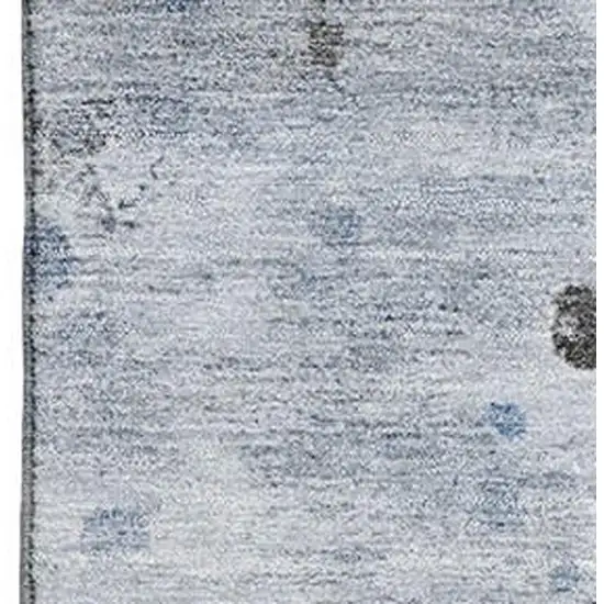 Sky Blue Charcoal And Ivory Abstract Washable Area Rug With UV Protection Photo 3