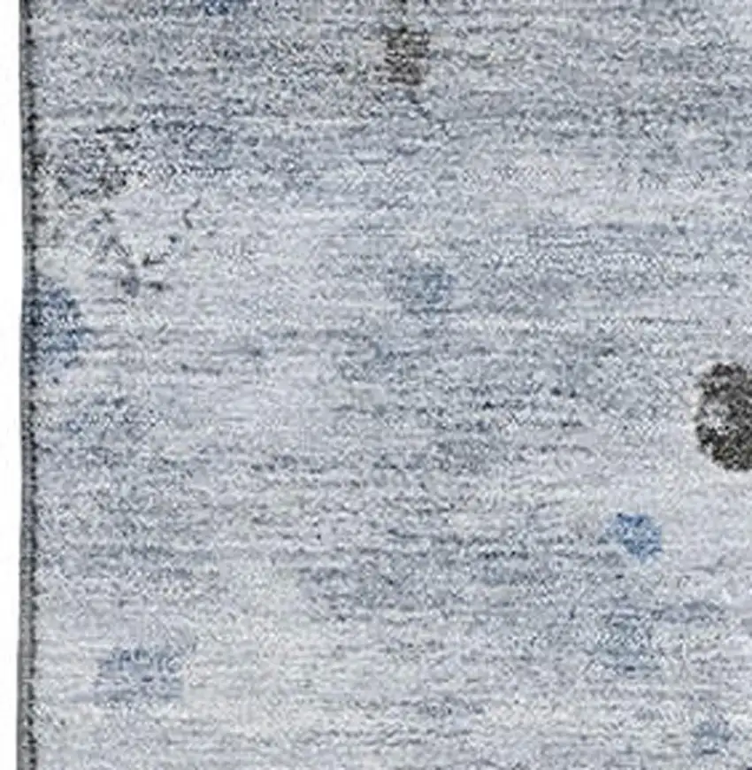 Sky Blue Charcoal And Ivory Abstract Washable Area Rug With UV Protection Photo 3