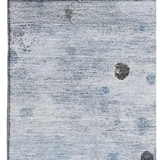 Sky Blue Charcoal And Ivory Abstract Washable Area Rug With UV Protection Photo 4