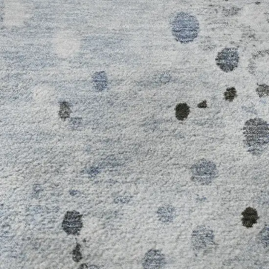 Sky Blue Charcoal And Ivory Abstract Washable Area Rug With UV Protection Photo 9