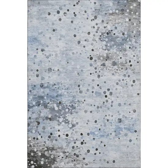 Sky Blue Charcoal And Ivory Abstract Washable Area Rug With UV Protection Photo 1