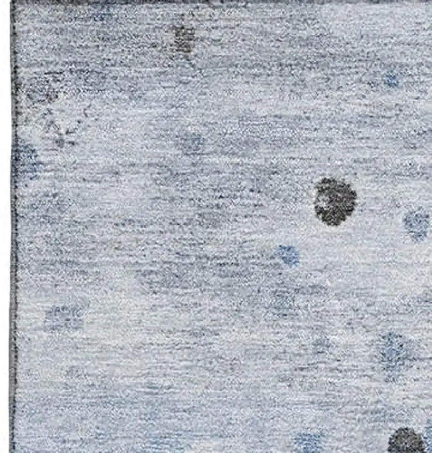 Sky Blue Charcoal And Ivory Abstract Washable Area Rug With UV Protection Photo 3