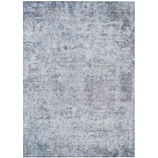 Sky Blue Charcoal And Ivory Abstract Washable Indoor Outdoor Area Rug Photo 2
