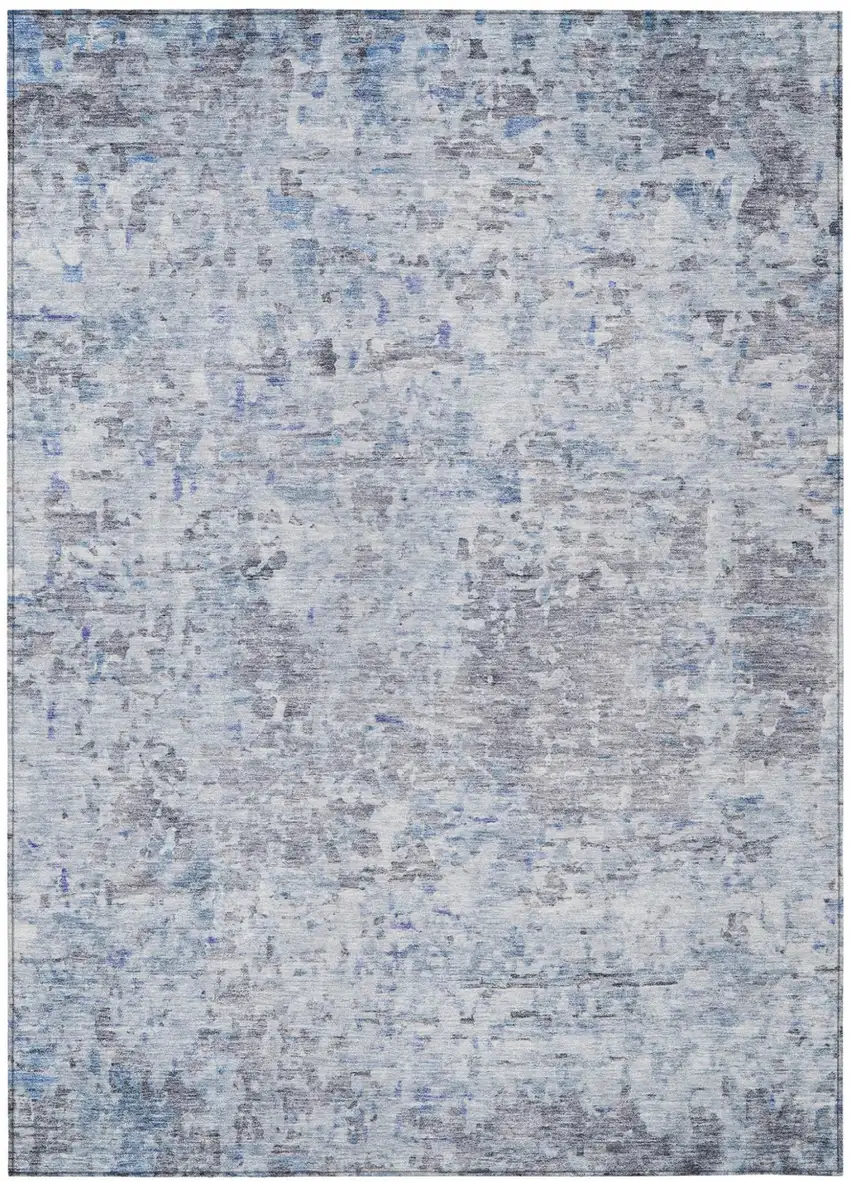Sky Blue Charcoal And Ivory Abstract Washable Indoor Outdoor Area Rug Photo 2