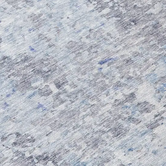 Sky Blue Charcoal And Ivory Abstract Washable Indoor Outdoor Area Rug Photo 8