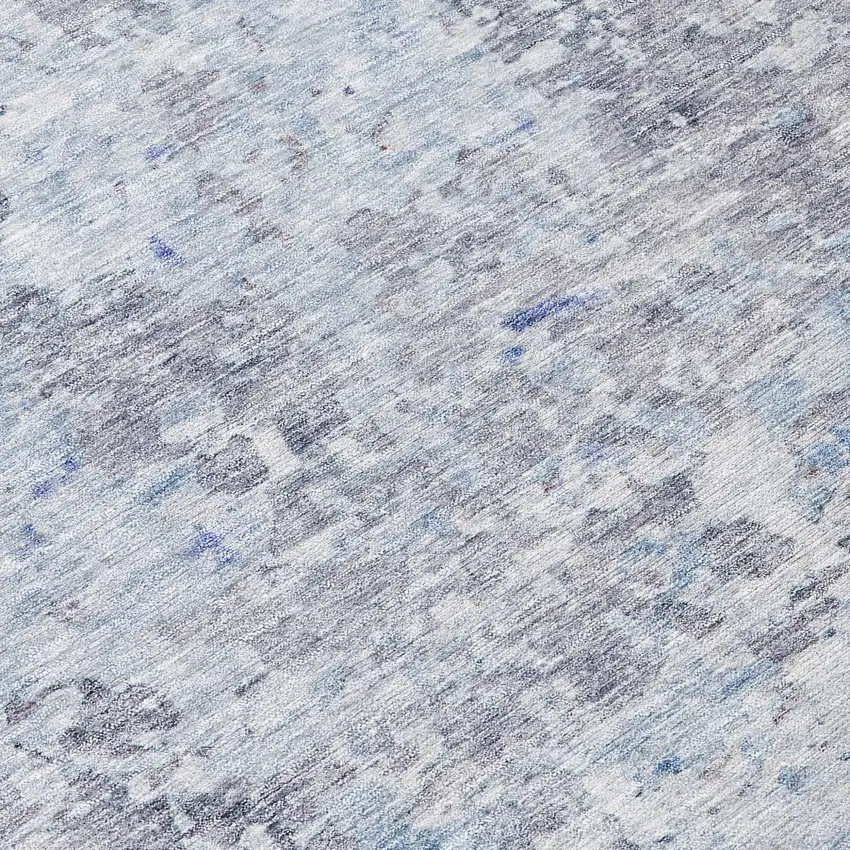 Sky Blue Charcoal And Ivory Abstract Washable Indoor Outdoor Area Rug Photo 8