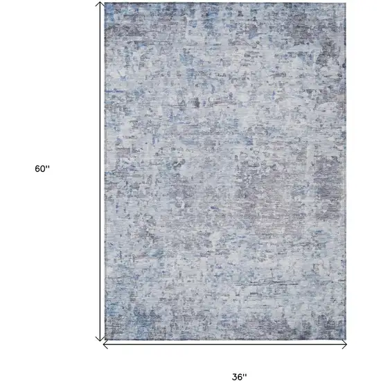Sky Blue Charcoal And Ivory Abstract Washable Indoor Outdoor Area Rug Photo 7
