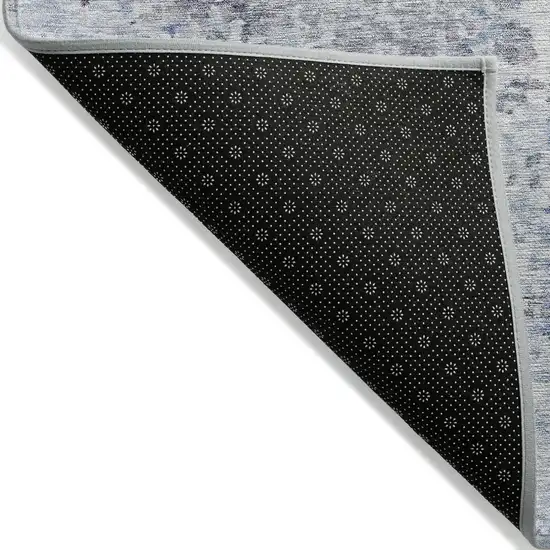 Sky Blue Charcoal And Ivory Abstract Washable Indoor Outdoor Area Rug Photo 3