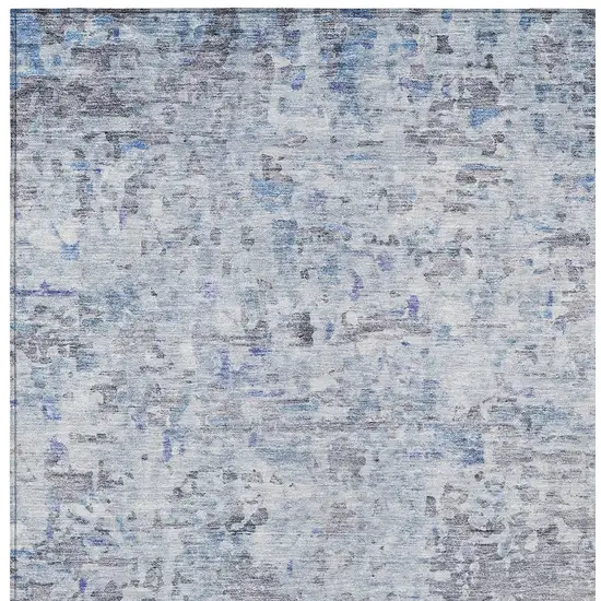 Sky Blue Charcoal And Ivory Abstract Washable Indoor Outdoor Area Rug Photo 5