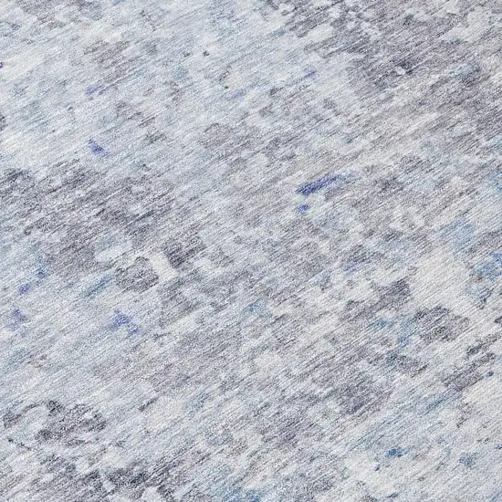 Sky Blue Charcoal And Ivory Abstract Washable Indoor Outdoor Area Rug Photo 8