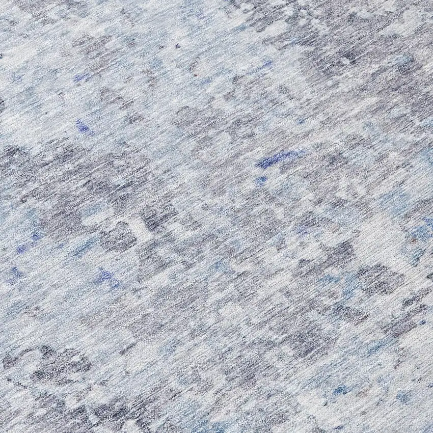 Sky Blue Charcoal And Ivory Abstract Washable Indoor Outdoor Area Rug Photo 8