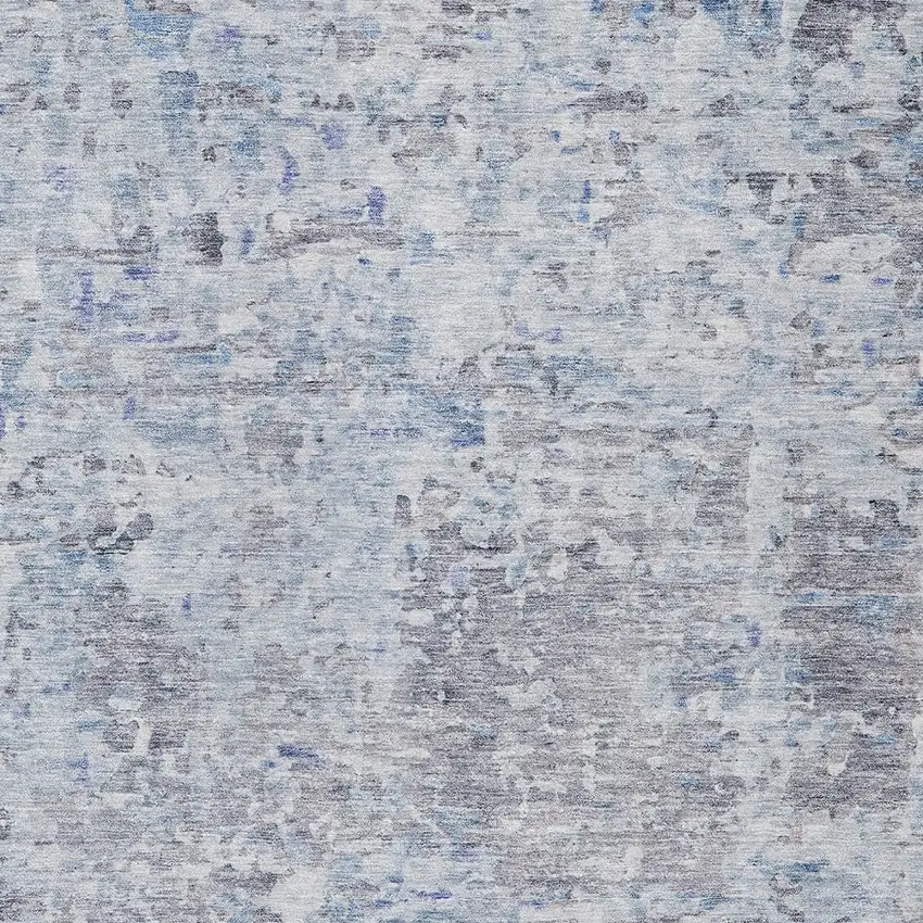 Sky Blue Charcoal And Ivory Abstract Washable Indoor Outdoor Area Rug Photo 5