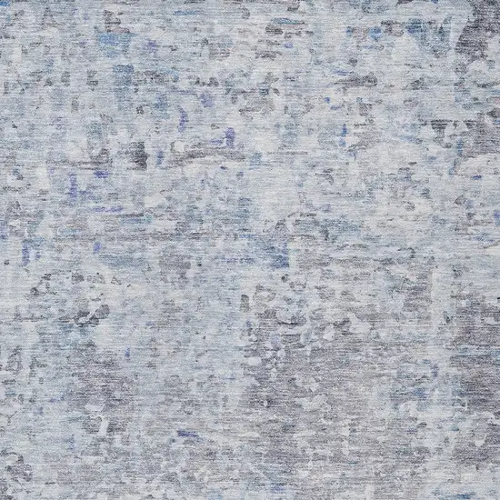 Sky Blue Charcoal And Ivory Abstract Washable Indoor Outdoor Area Rug Photo 5