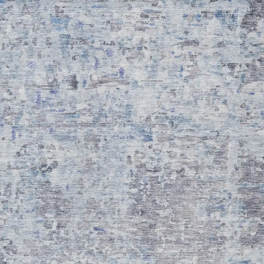 Sky Blue Charcoal And Ivory Abstract Washable Indoor Outdoor Area Rug Photo 5