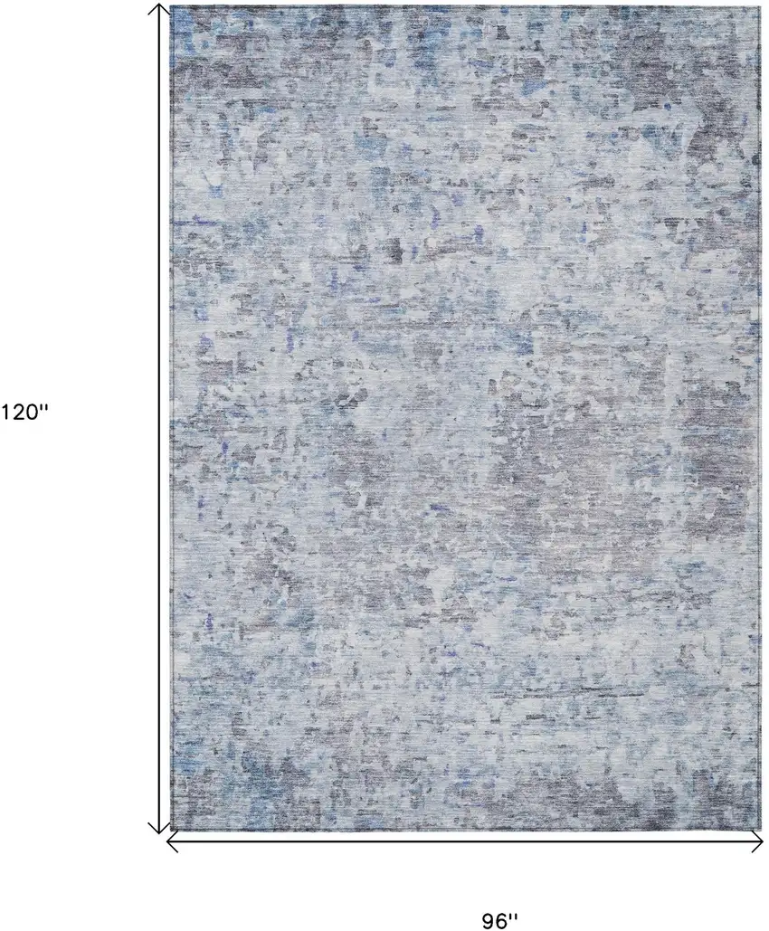 Sky Blue Charcoal And Ivory Abstract Washable Indoor Outdoor Area Rug Photo 7