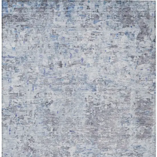 Sky Blue Charcoal And Ivory Abstract Washable Indoor Outdoor Area Rug Photo 6