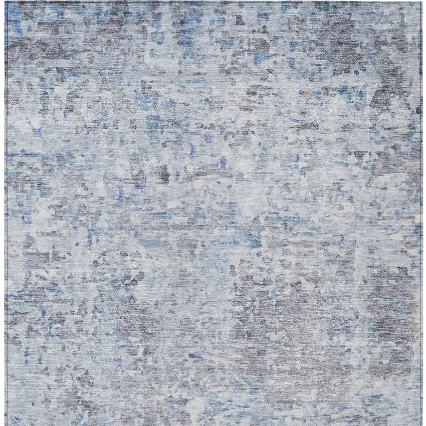 Sky Blue Charcoal And Ivory Abstract Washable Indoor Outdoor Area Rug Photo 6