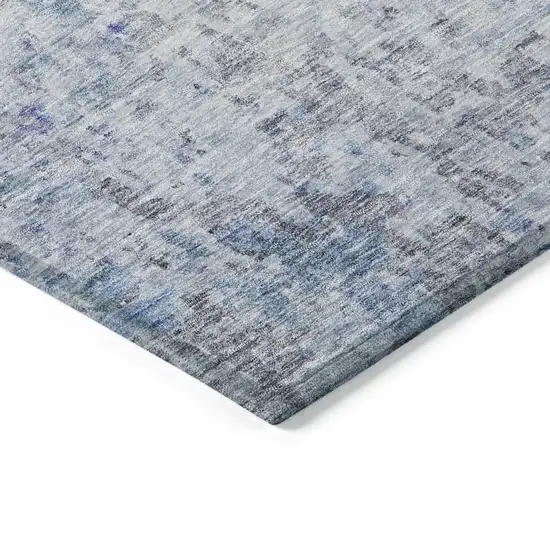 Sky Blue Charcoal And Ivory Abstract Washable Indoor Outdoor Area Rug Photo 4