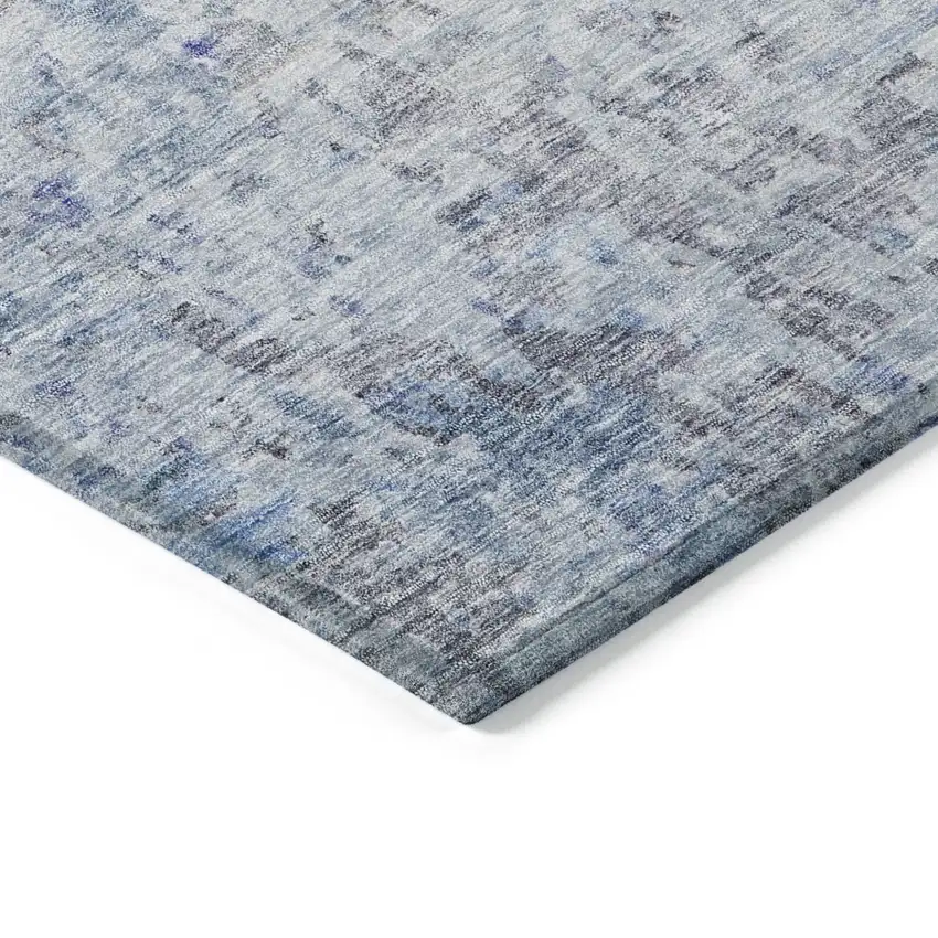 Sky Blue Charcoal And Ivory Abstract Washable Indoor Outdoor Area Rug Photo 4