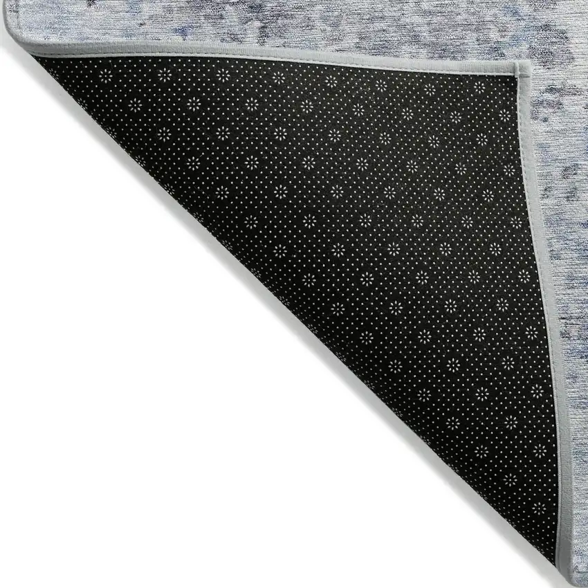 Sky Blue Charcoal And Ivory Abstract Washable Indoor Outdoor Area Rug Photo 3