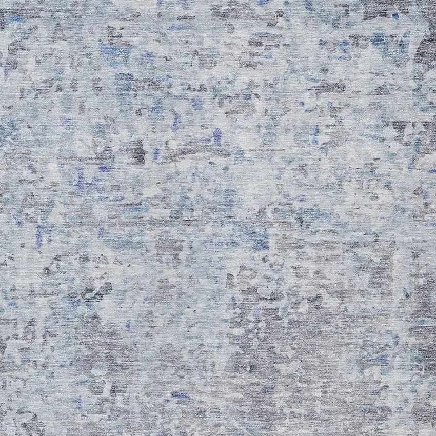 Sky Blue Charcoal And Ivory Abstract Washable Indoor Outdoor Area Rug Photo 5