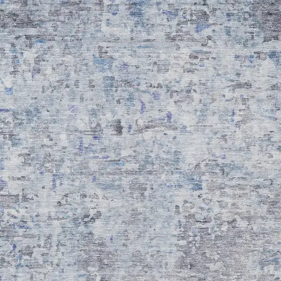 Sky Blue Charcoal And Ivory Abstract Washable Indoor Outdoor Area Rug Photo 5