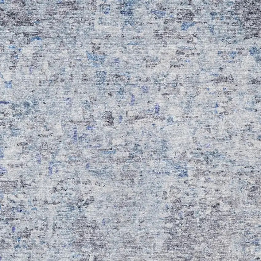 Sky Blue Charcoal And Ivory Abstract Washable Indoor Outdoor Area Rug Photo 5