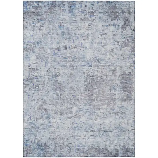 Sky Blue Charcoal And Ivory Abstract Washable Indoor Outdoor Area Rug Photo 2