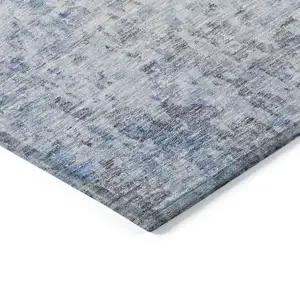 Photo of Sky Blue Charcoal And Ivory Abstract Washable Indoor Outdoor Area Rug