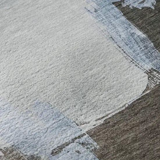 Sky Blue Chocolate And Taupe Abstract Washable Area Rug With UV Protection Photo 9