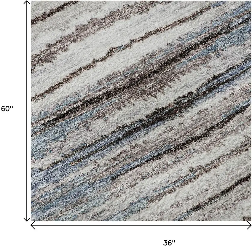 Sky Blue Coffee And Ivory Striped Washable Area Rug With UV Protection Photo 9