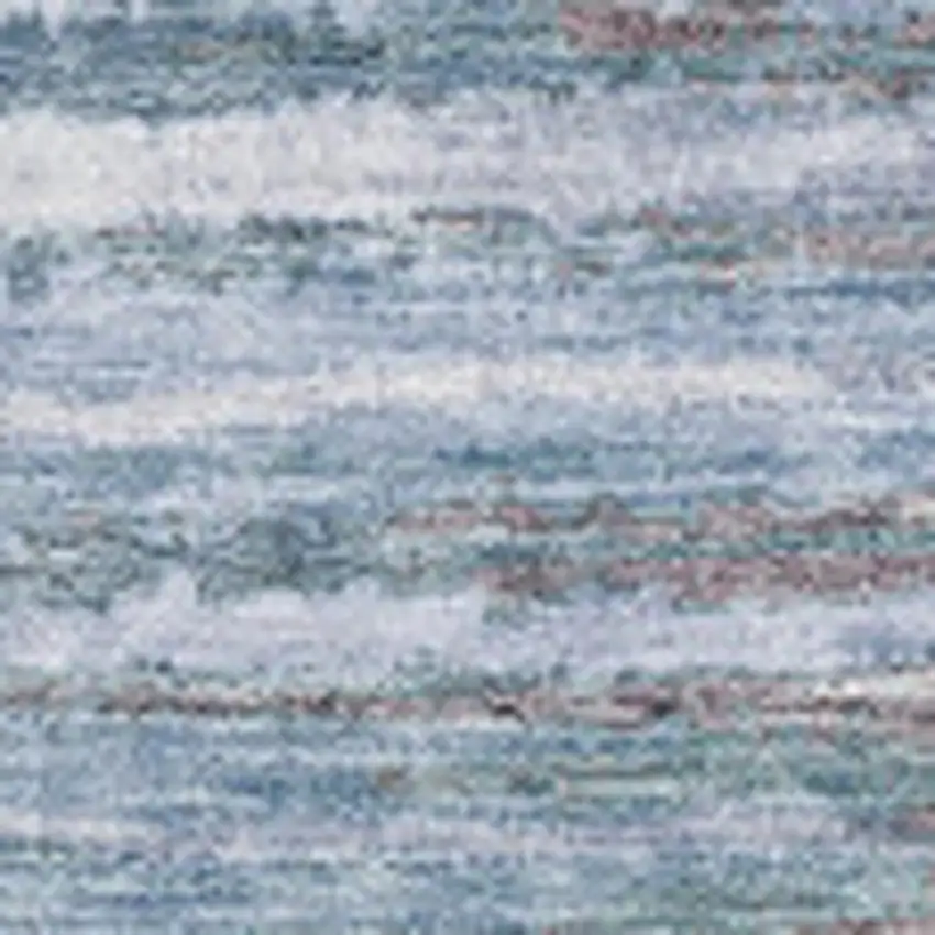 Sky Blue Coffee And Ivory Striped Washable Area Rug With UV Protection Photo 4