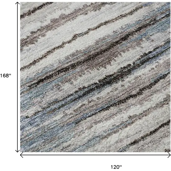 Sky Blue Coffee And Ivory Striped Washable Area Rug With UV Protection Photo 9