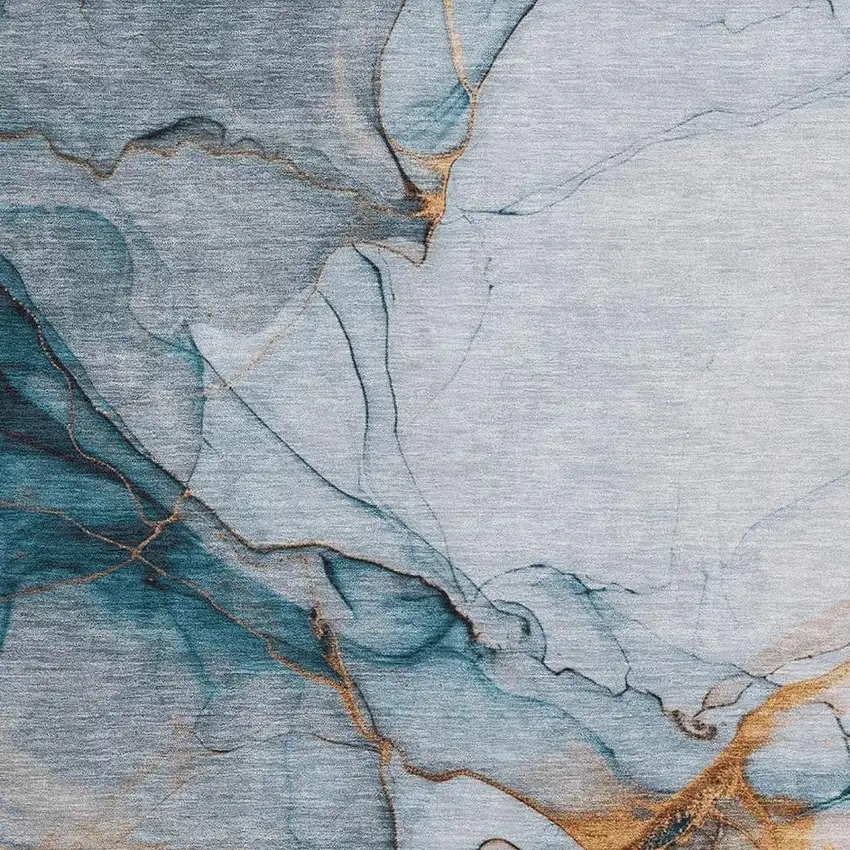 Sky Blue Copper And Ivory Abstract Washable Area Rug With UV Protection Photo 2