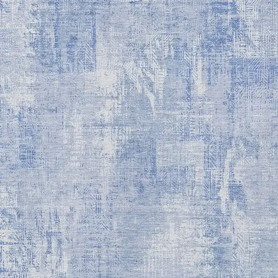 Sky Blue Denim Blue And Ivory Abstract Washable Indoor Outdoor Area Rug Photo 4