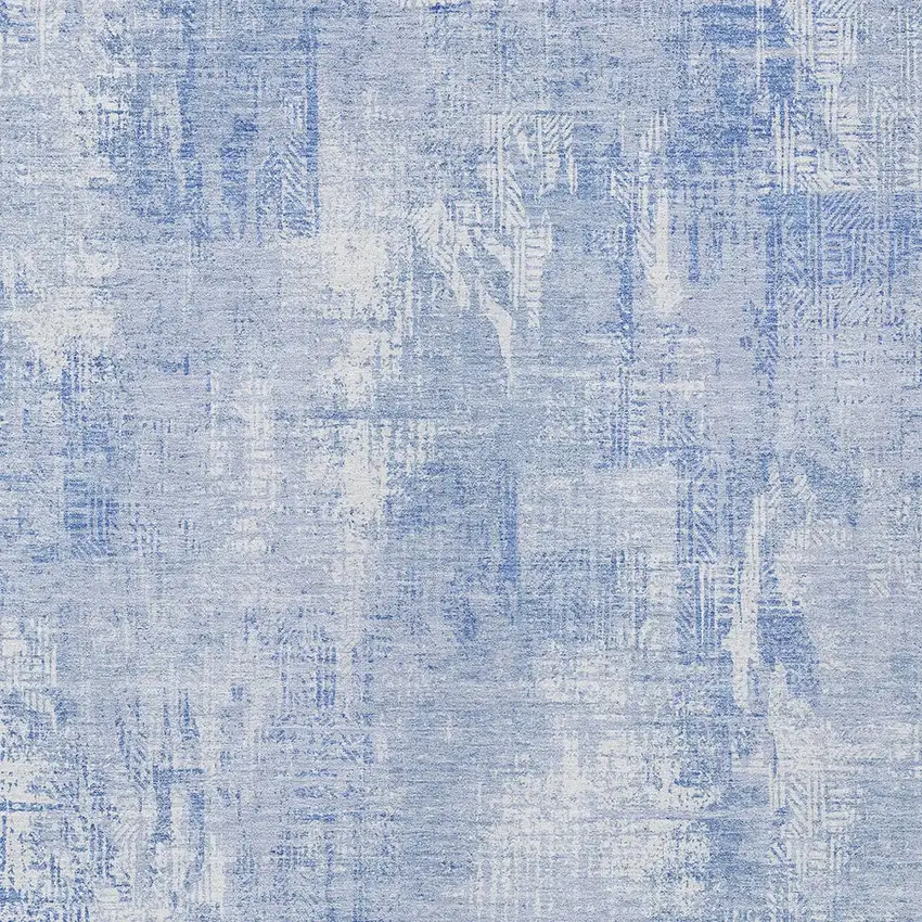 Sky Blue Denim Blue And Ivory Abstract Washable Indoor Outdoor Area Rug Photo 4