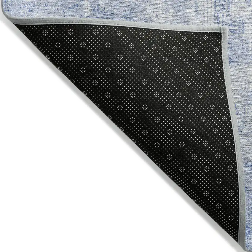 Sky Blue Denim Blue And Ivory Abstract Washable Indoor Outdoor Area Rug Photo 2