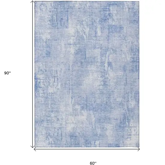 Sky Blue Denim Blue And Ivory Abstract Washable Indoor Outdoor Area Rug Photo 7