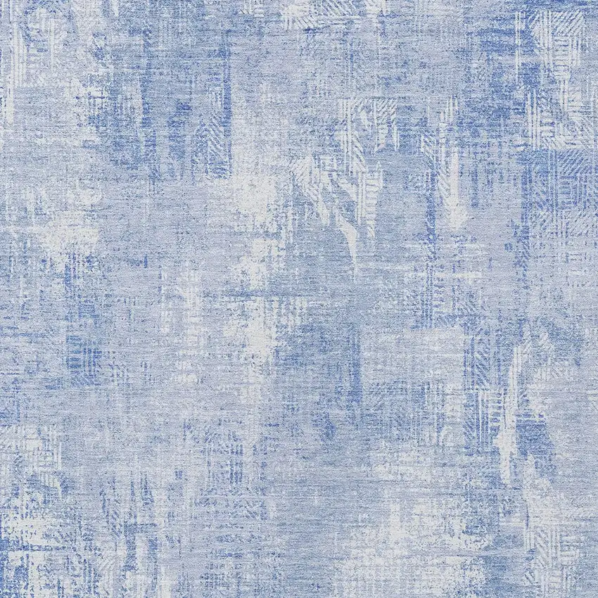 Sky Blue Denim Blue And Ivory Abstract Washable Indoor Outdoor Area Rug Photo 4