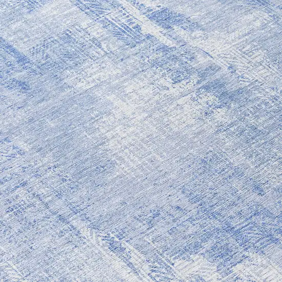 Sky Blue Denim Blue And Ivory Abstract Washable Indoor Outdoor Area Rug Photo 7