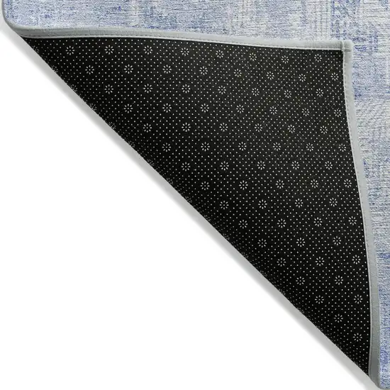 Sky Blue Denim Blue And Ivory Abstract Washable Indoor Outdoor Area Rug Photo 2