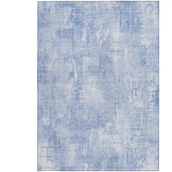 Sky Blue Denim Blue And Ivory Abstract Washable Indoor Outdoor Area Rug Photo 5