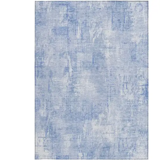 Sky Blue Denim Blue And Ivory Abstract Washable Indoor Outdoor Area Rug Photo 5