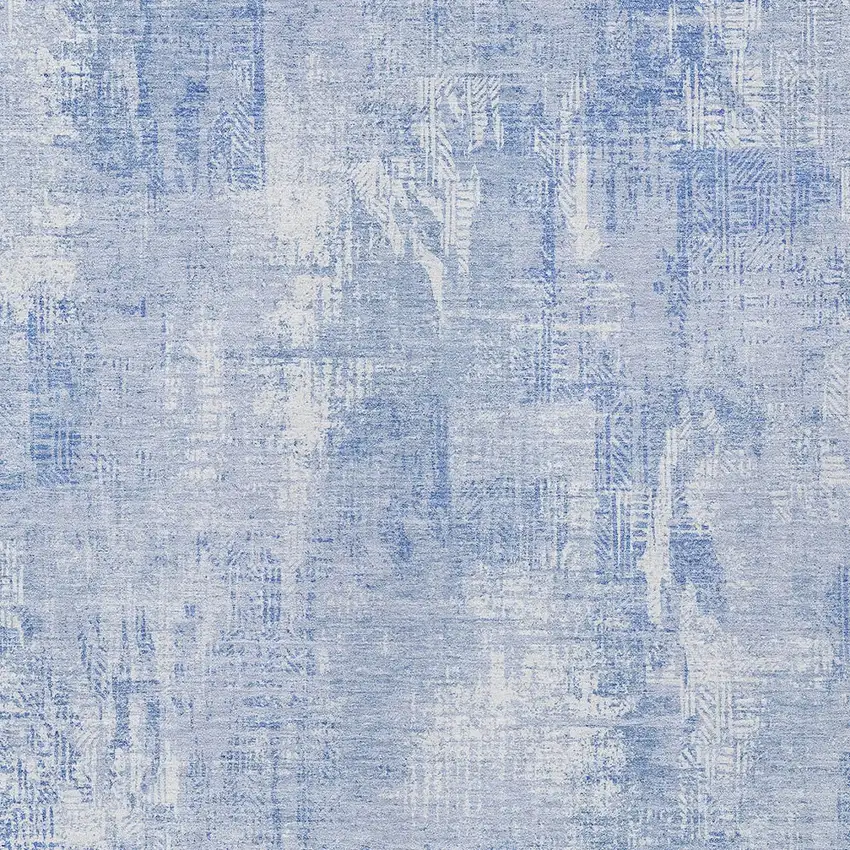 Sky Blue Denim Blue And Ivory Abstract Washable Indoor Outdoor Area Rug Photo 4