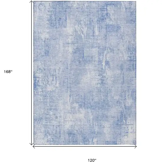 Sky Blue Denim Blue And Ivory Abstract Washable Indoor Outdoor Area Rug Photo 7